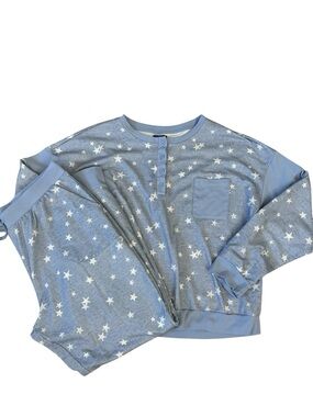 Splendid‎ Blue Star Print Henley Pajama Set Jogger Lounge Set Size XL